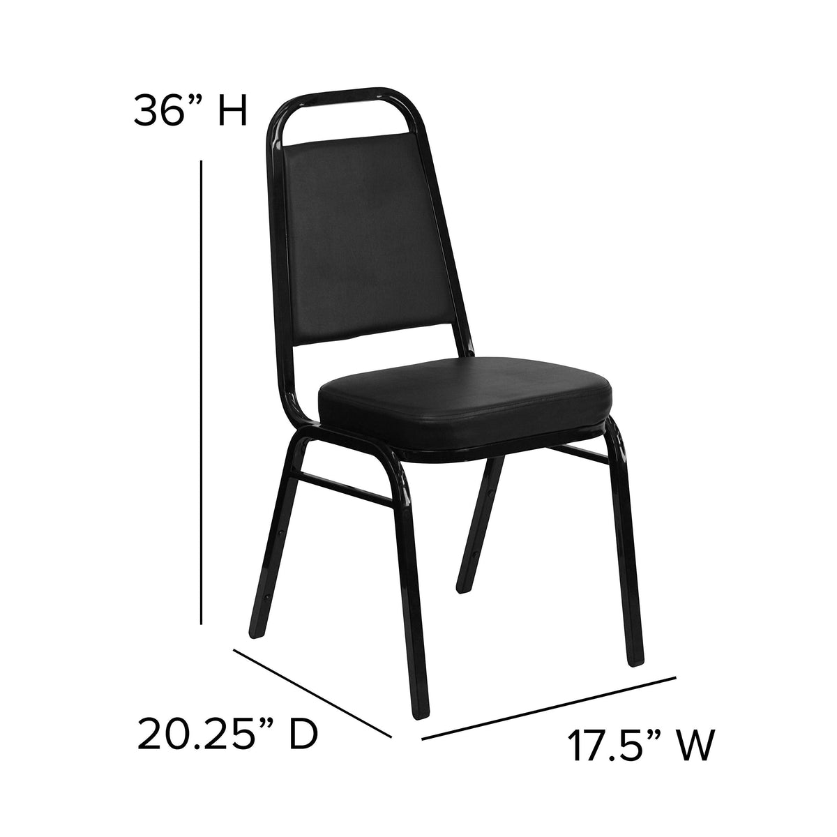 Black Vinyl Trapezoidal Back Stacking Banquet Chair