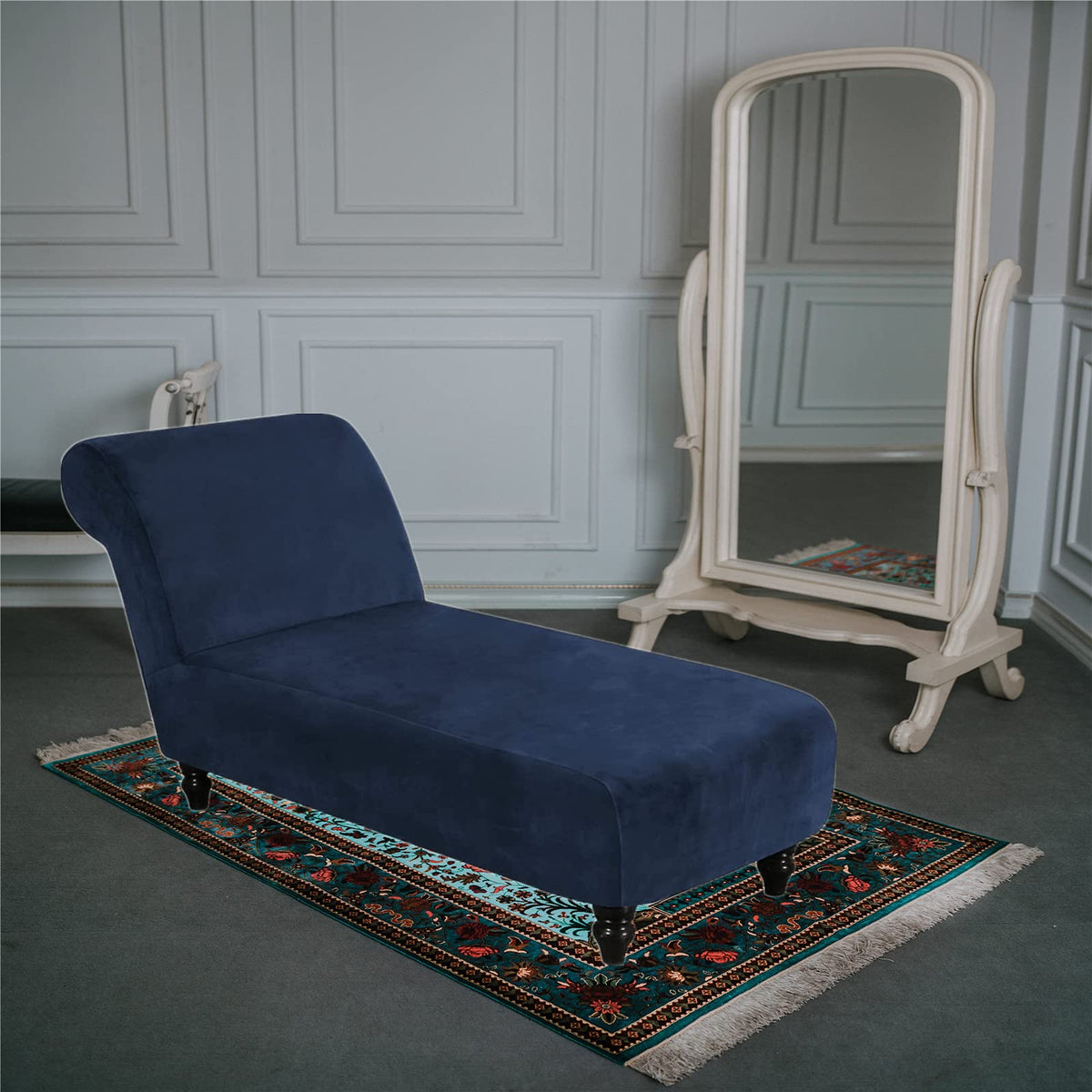 Luxury Velvet Chaise Lounge Slipcover - High-Stretch, Machine Washable Cover for Armless Chaises - Indoor Chaise