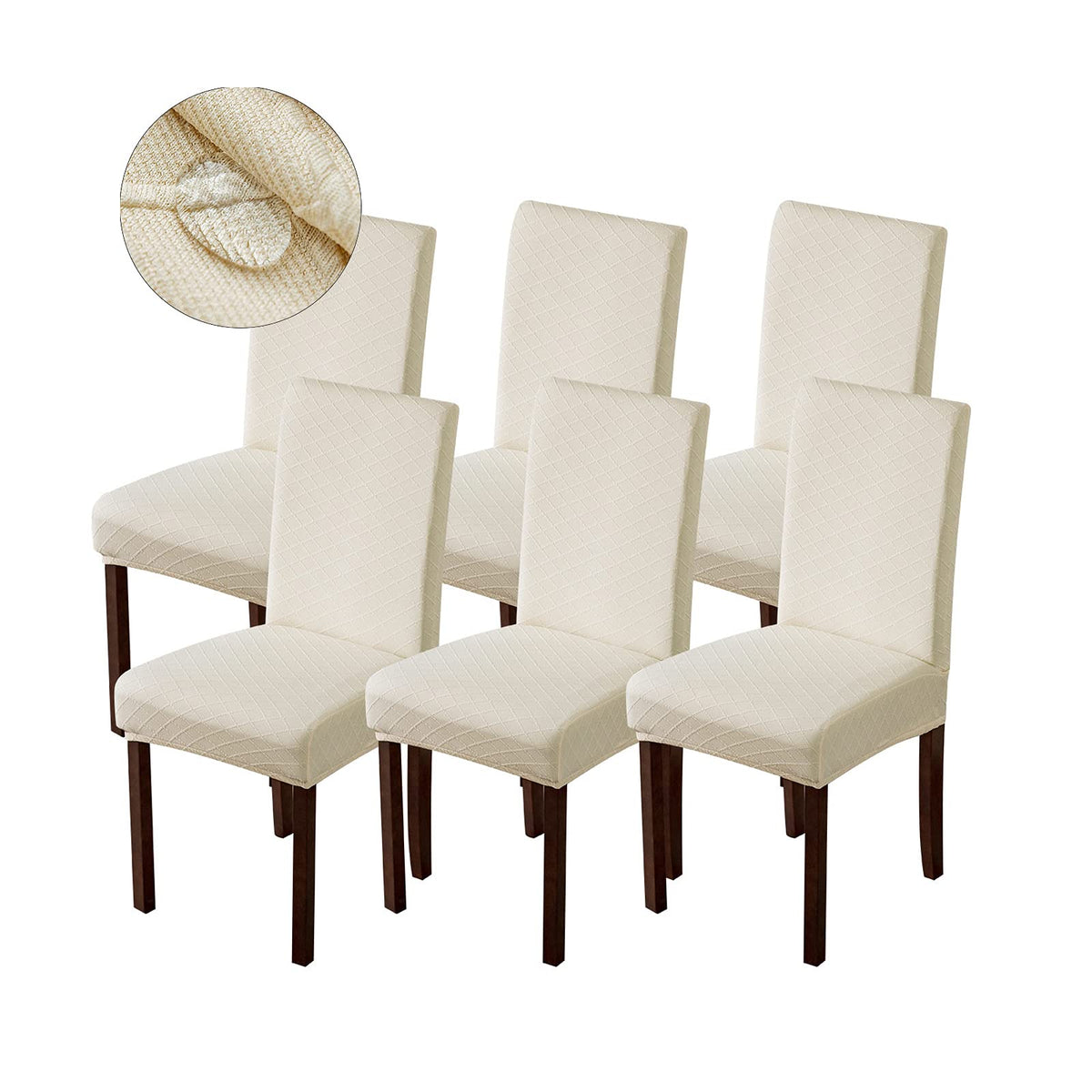 Waterproof Chair Covers Dining Chair Covers Kitchen Parsons Chair Cover (Beige, 6 PCS)