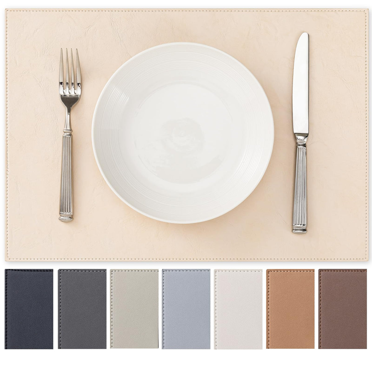 Faux Leather Placemats Set of 4 Vinyl Washable Wipeable Table Mats Dining Table Heat Resistant Waterproof Modern