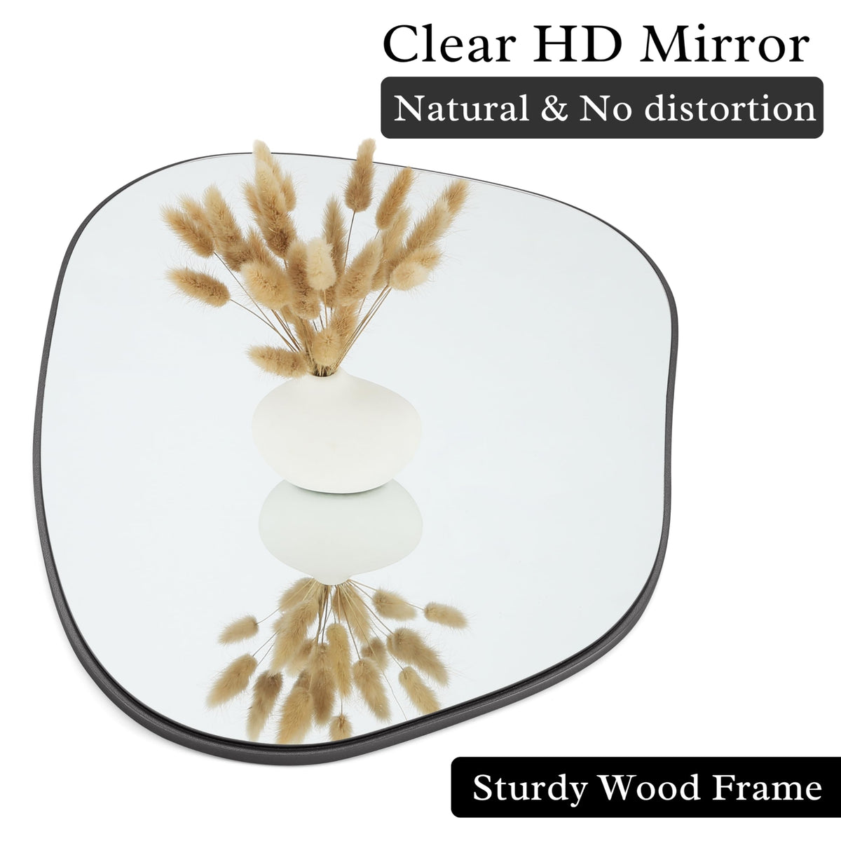 Irregular Wall Mirror Asymmetrical Mirror, 40''x26'' Black Mirror Bedroom Living Room Entryway, Decorative Modern