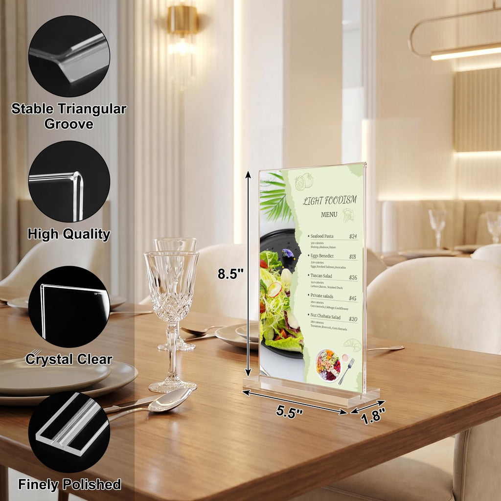 5.5 x 8.5 Acrylic Sign Holder 6 pack, Clear Table Display Stand