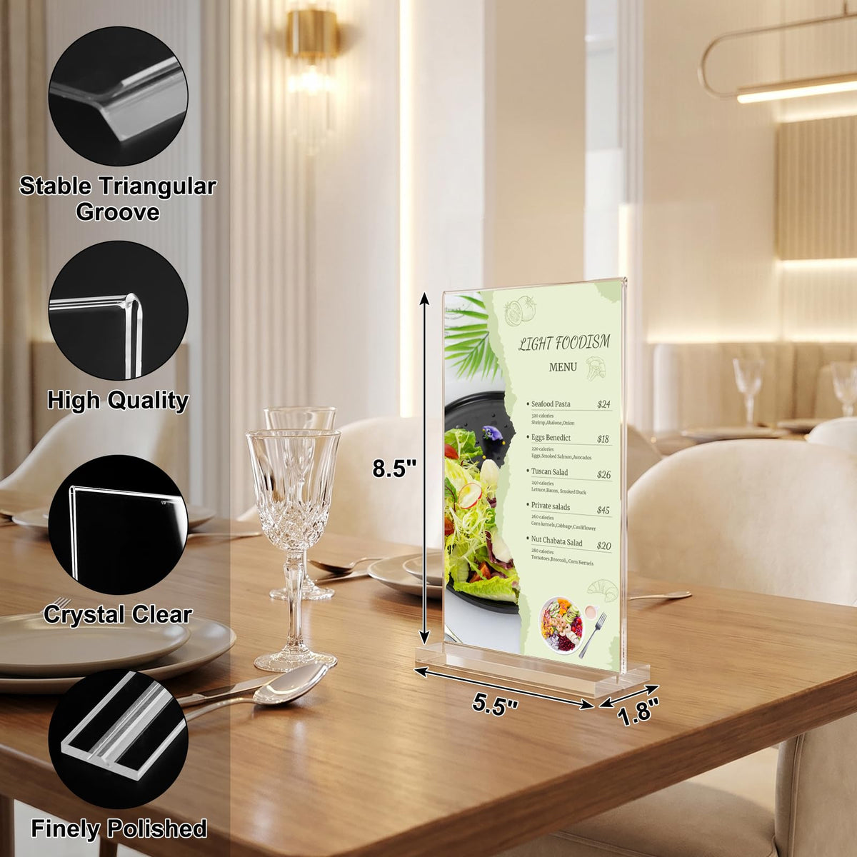 5.5 x 8.5 Acrylic Sign Holder 6 pack, Clear Table Display Stand