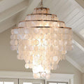 Coastal Capiz Shell Chandelier 24 inch Gold Natural Seashell Farmhouse Boho Chandelier 4-Light Pendant Light Fixture