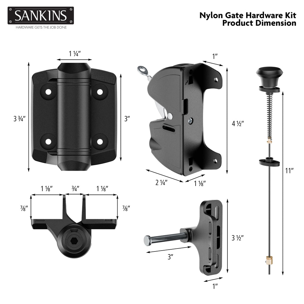 Self-Closing Gate Hinges and Key Lockable Gate Latch Kit, Fence Gate Hardware Kit for Wooden Fence, Pool Safety Fence