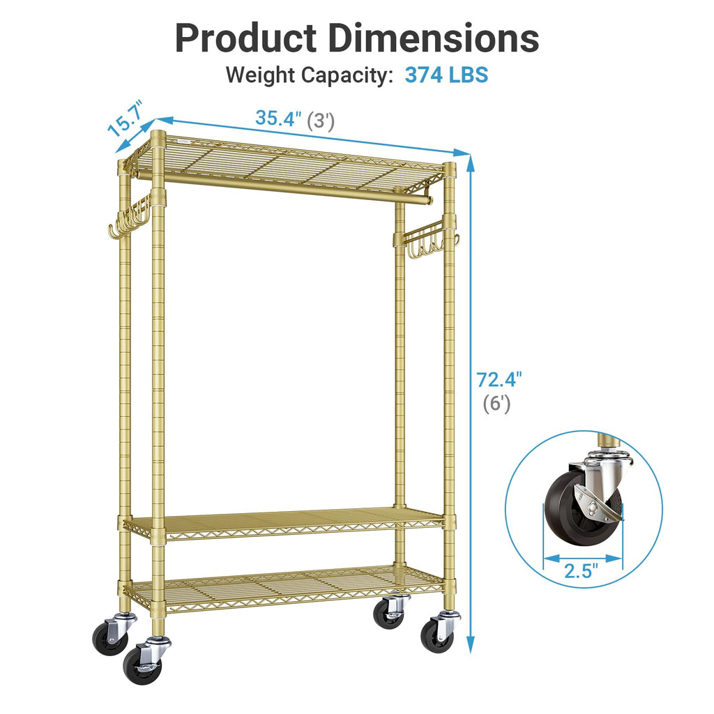 R3 Portable Closet for Hanging Clothes Rolling Clothes Rack