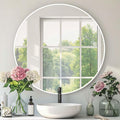 Round Bathroom Mirror, Circle Mirror, White, 28" L x 28" W, 1 Pack