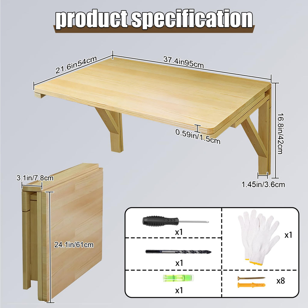 Wall Mounted Folding Table for Laundry Room, Wall Mounted Fold Down Desk for Small Saving Spaces, Kids Floating Desk