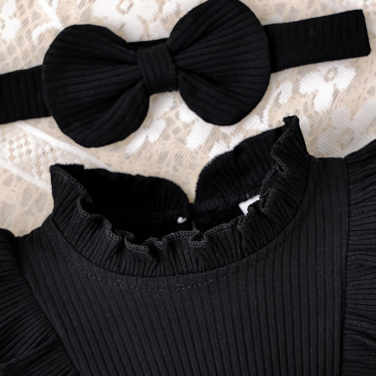 Baby Girl Clothes Plaid Romper Dress Long Sleeve Fall Outfit Black
