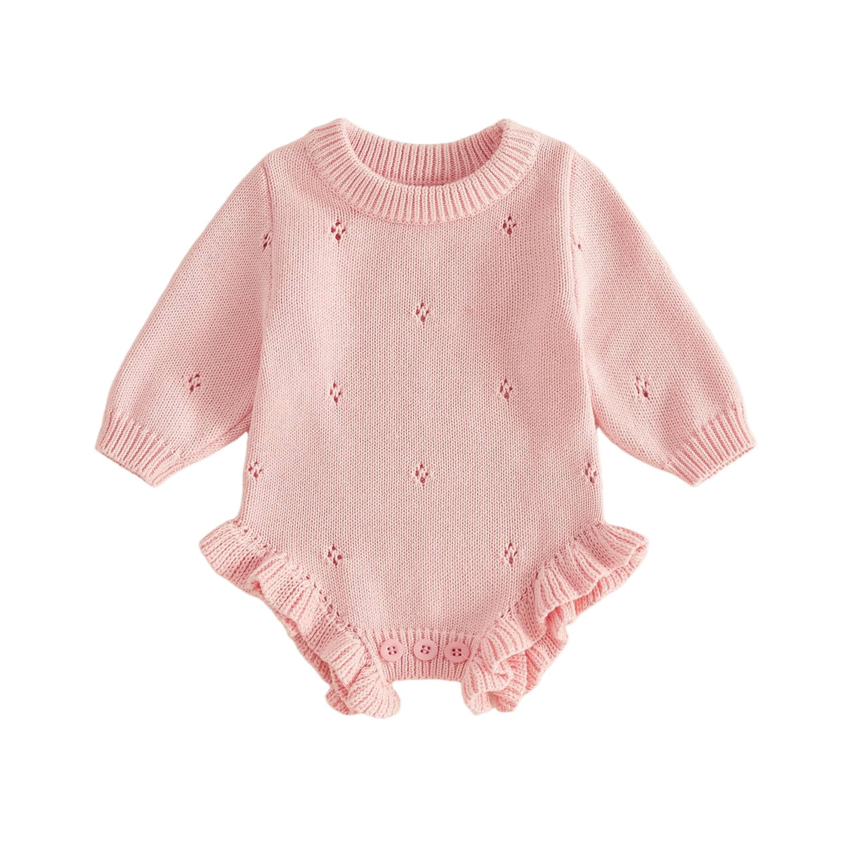 Newborn Baby Girl Ruffle Knit Sweater Romper Coming Home Outfit