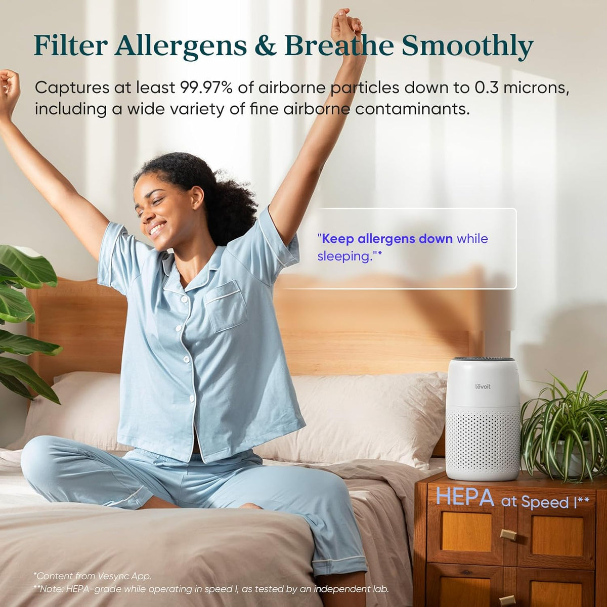 Air Purifiers for Bedroom Home Dorm, AHAM VERIFIDE, 3-in-1 Filter Cleaner With Aroma Pad, Filters Smoke, Allergens