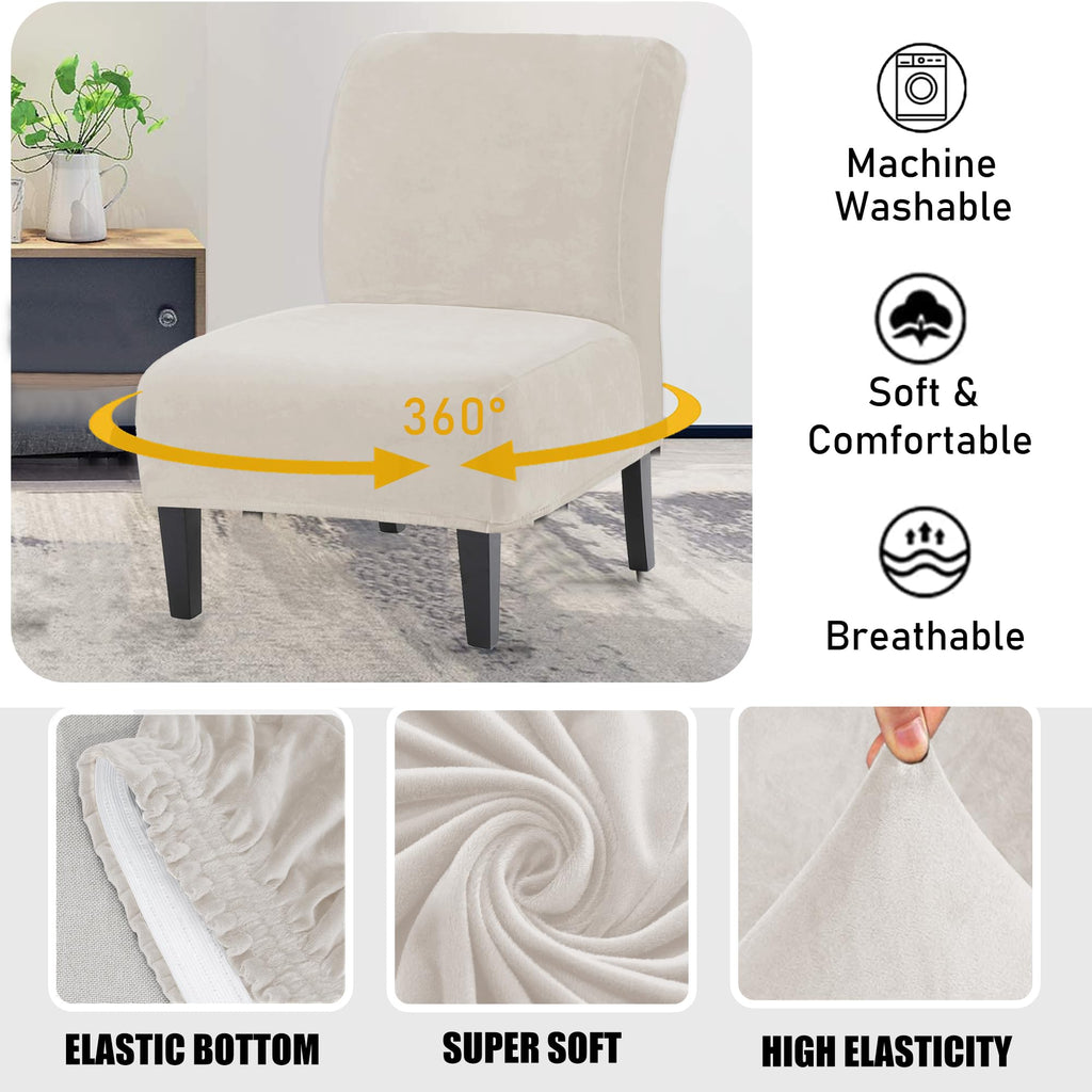 Armless Accent Chair Slipcovers, Thick Slipper Accent Chair Covers Hotel Oversized Big Chairs, Removable Furniture
