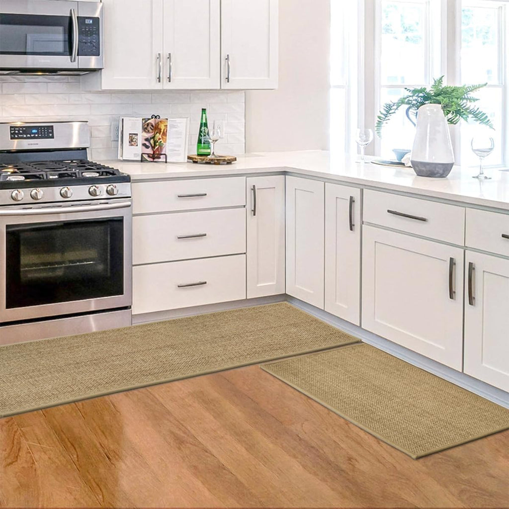 Washable Non Slip Kitchen Rugs and Mats Set of 2, Rubber Backing Absorbent Kitchen Mats for Floor Front of Sink