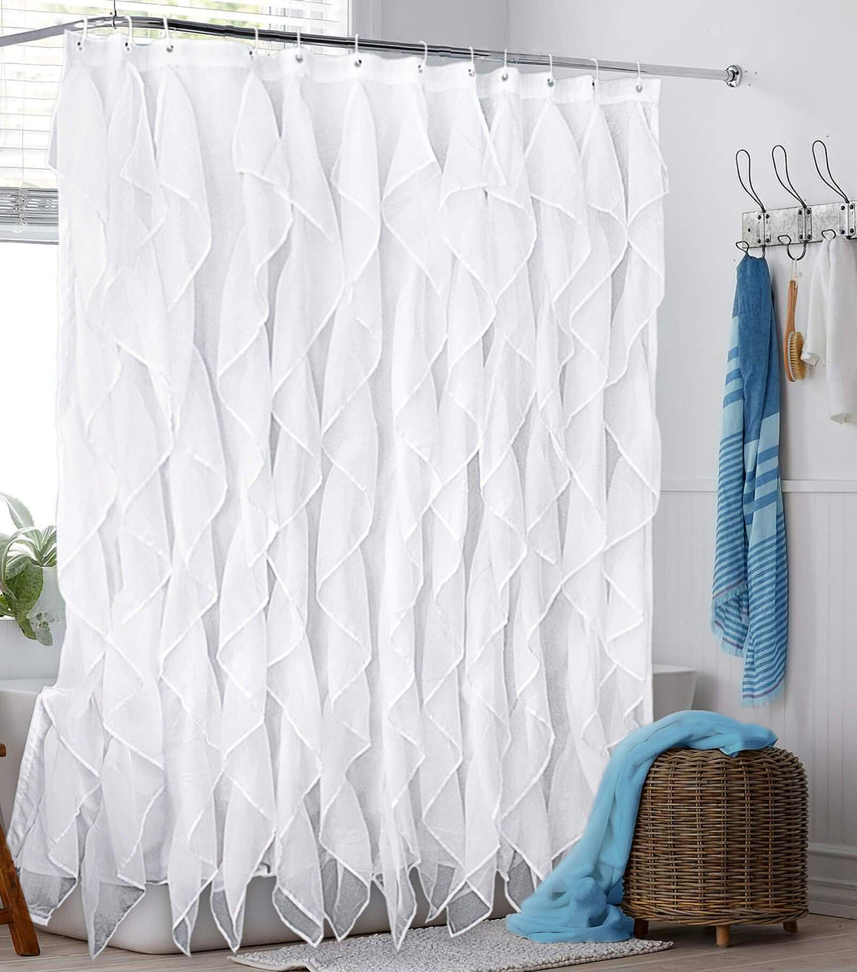 White Ruffle Sheer, 72in Long