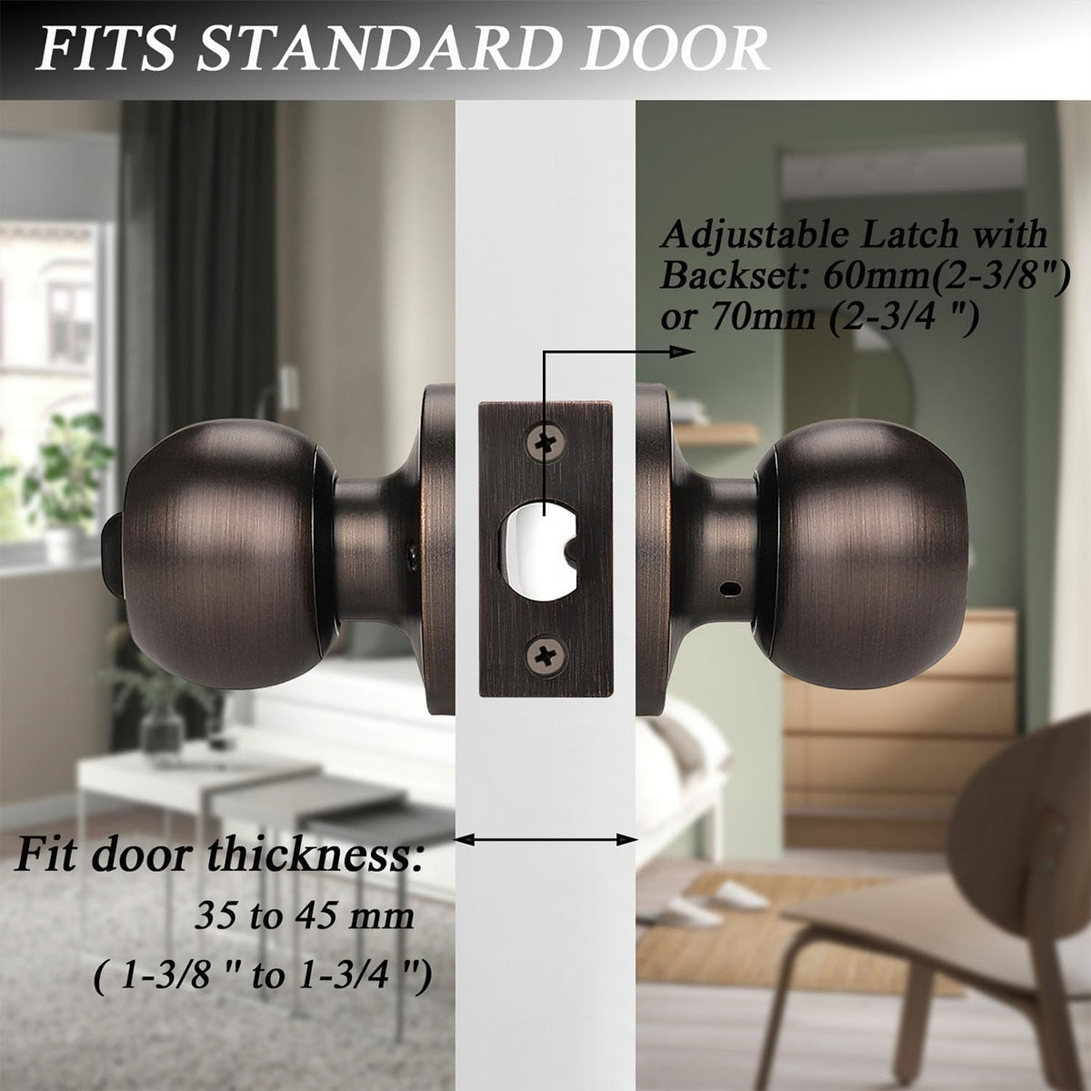 Keyed Alike Door Knob Locks, Exterior Door Handles, Front Entry Door Knobs, Bedroom Door Locks, Oil Rubbed Bronze, 6