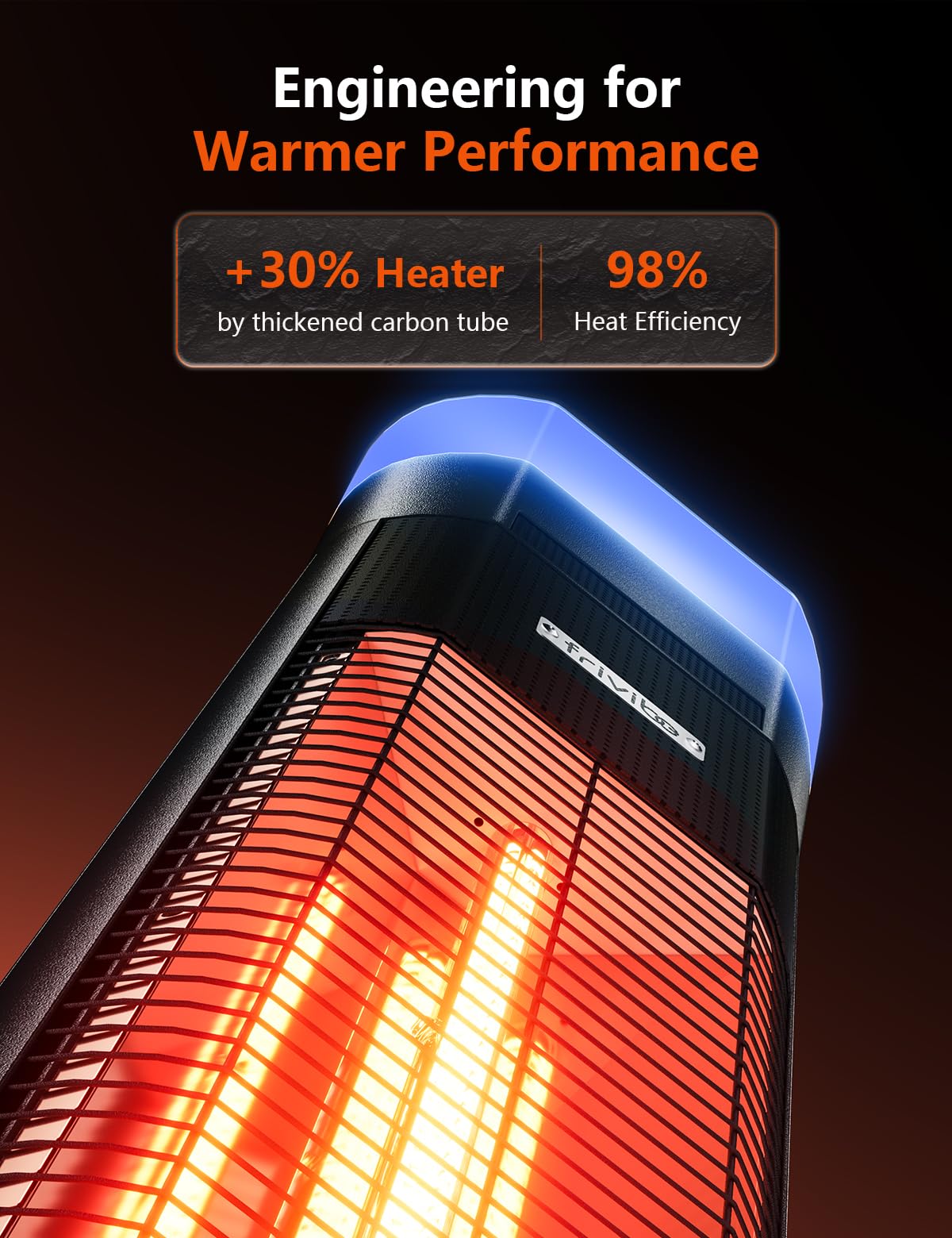 Electric Patio Heater, 1500W Infrared Outdoor Heater, 43-Inch Freestanding Patio Heater with Bluetooth Speaker &