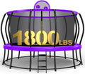 1800LBS Capacity No-Gap Design 16 15 14 12FT Trampoline with Safety Enclosure Net and Non-Slip Ladder 10-Year Quality