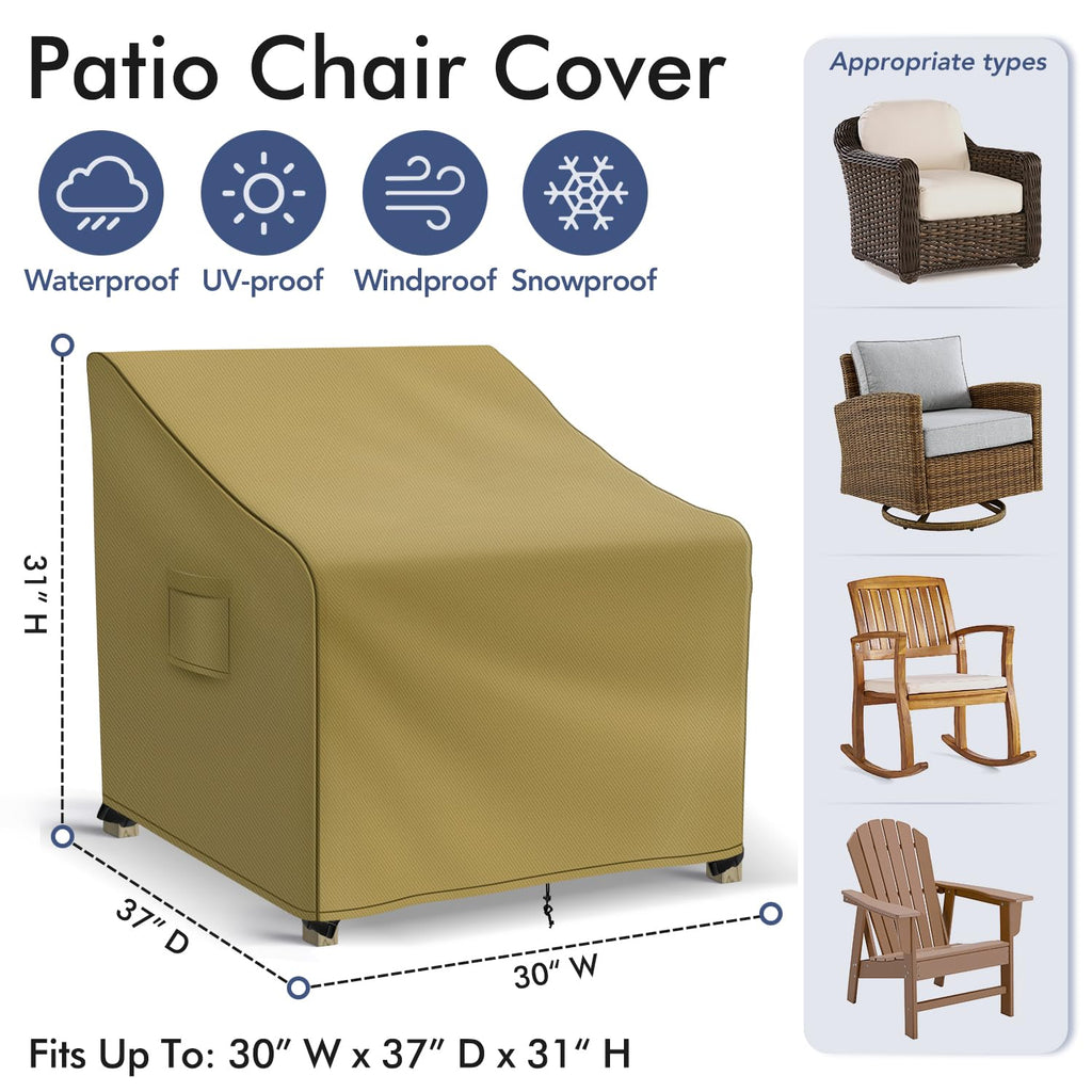 Patio Furniture Covers Waterproof for Chairs, Lawn Outdoor Chair Covers 2 Pack, for Outdoor Furniture Fits up to 30W