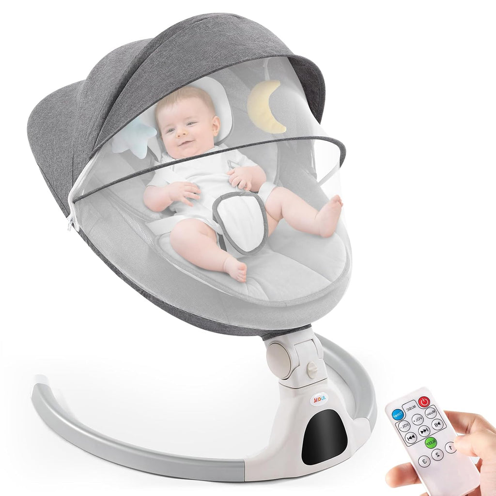 Baby Swing for Infants - Electric Portable Newborn Bouncer, Timing Function, 5 Speeds, 3 Seat Positions for Boys