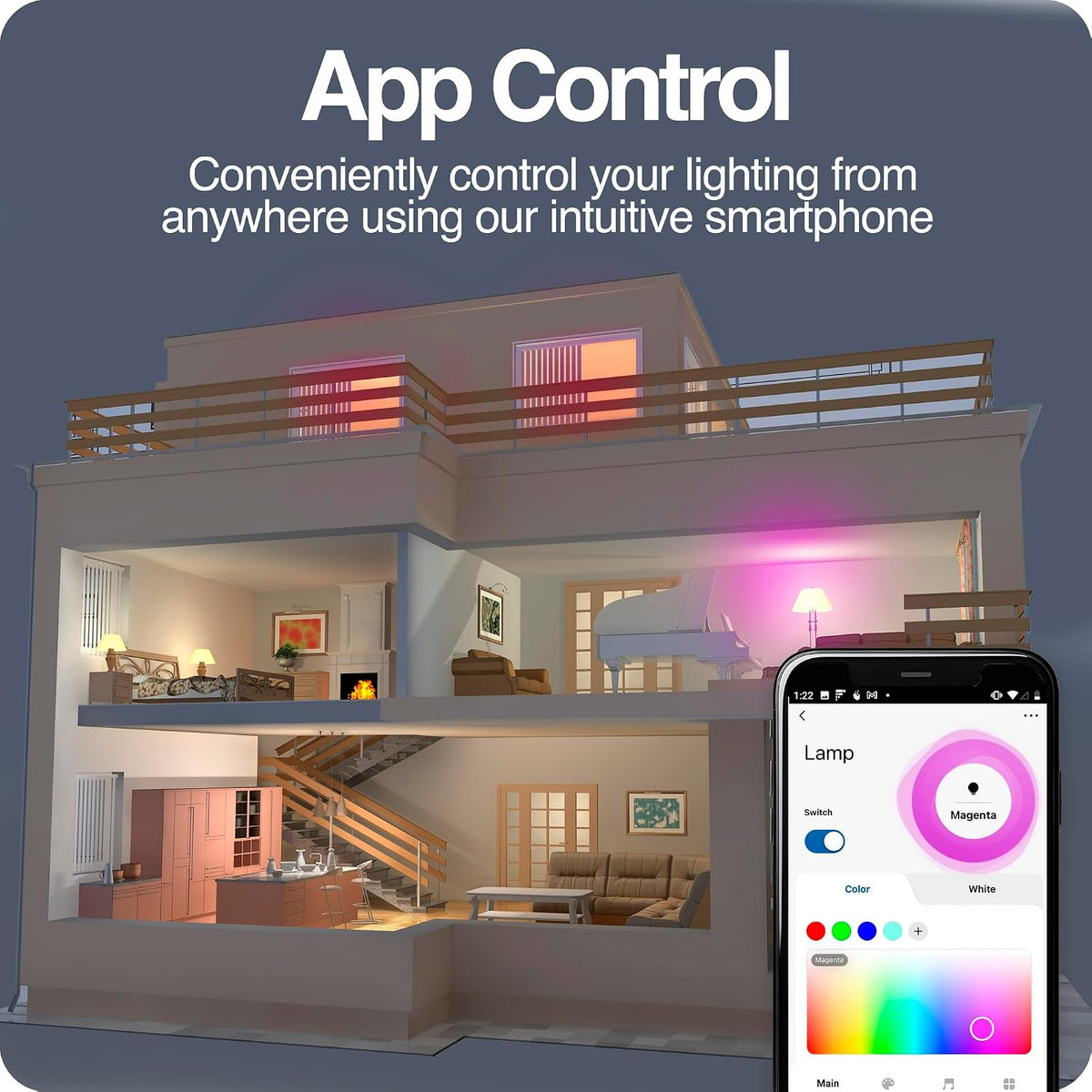 BR30 Wi-Fi Smart Bulb, 750 Lumens - Voice Controlled RGB Color Changing LED, Compatible with Alexa & Google Home