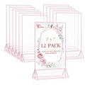 12 Pack Acrylic Sign Holder 5 x 7, Double-Sided Stand up Table Top Sign Holders, Pink Acrylic Picture Frame Menu