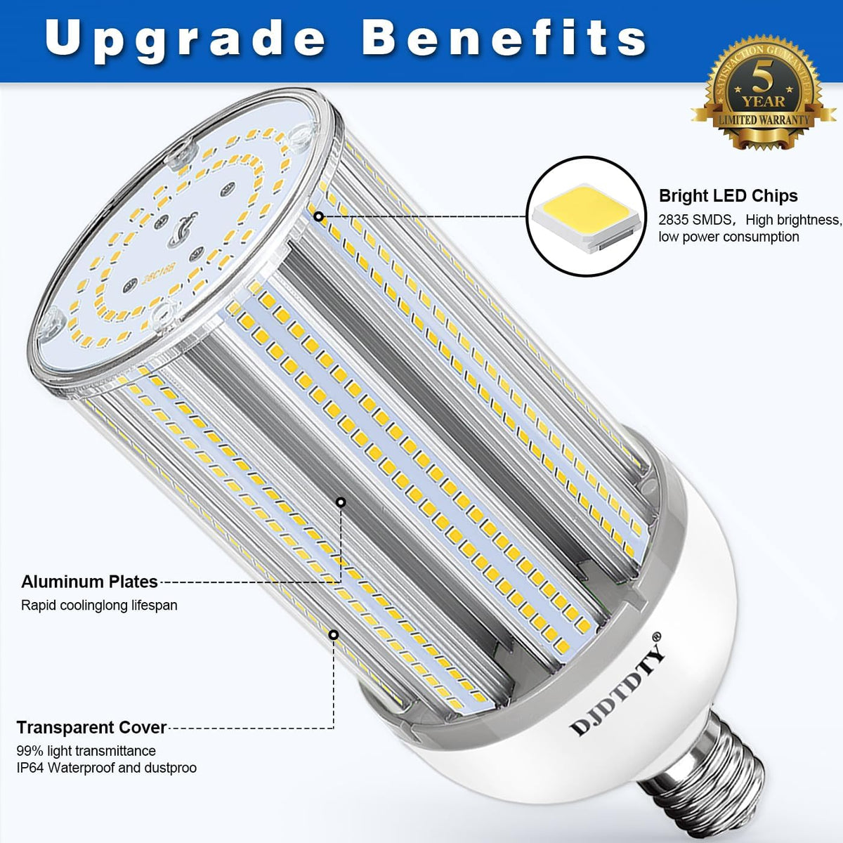 Is More economical,60W LED Light Bulb, E26 Base, 5000K 6000LM LED Bulb, Suitable for Garage Warehouse Workshop
