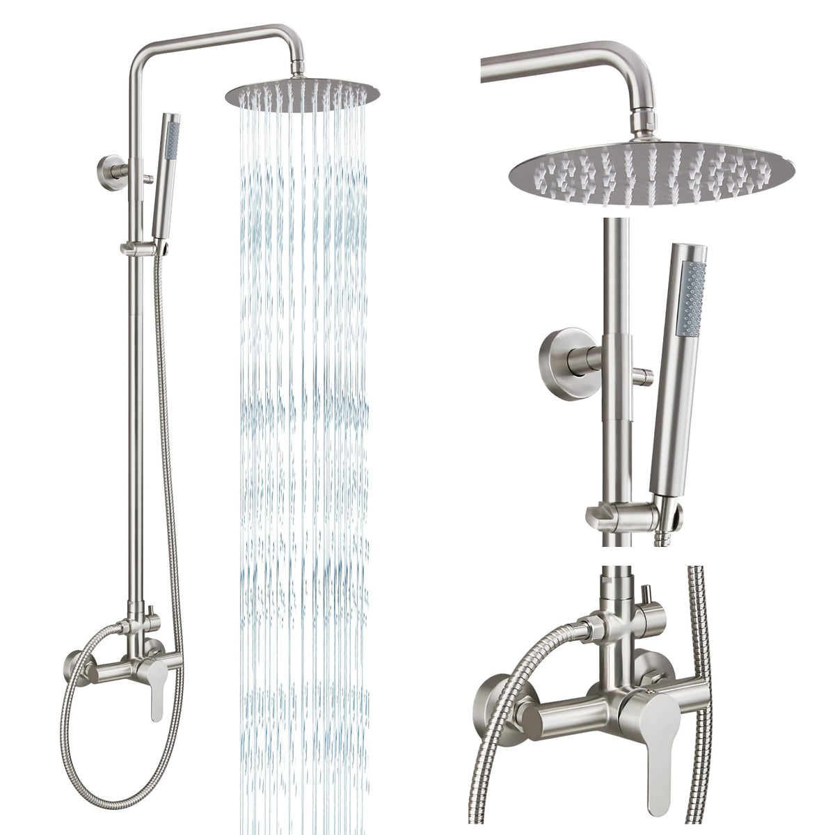 Outdoor Shower Kit 304 Stainless Steel, Brushed Nickel, 10 Inch