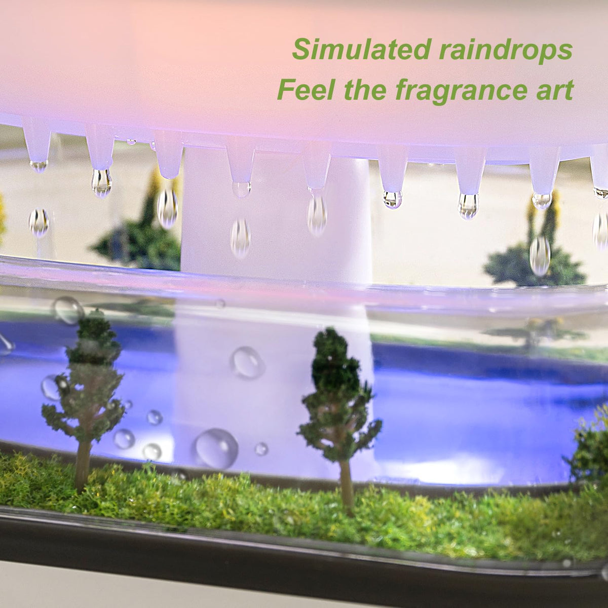 Rain Diffuser Essential Oil Diffuser, Cloud Humidifier Rain Water Drip Humidifier with Drip Music Micro