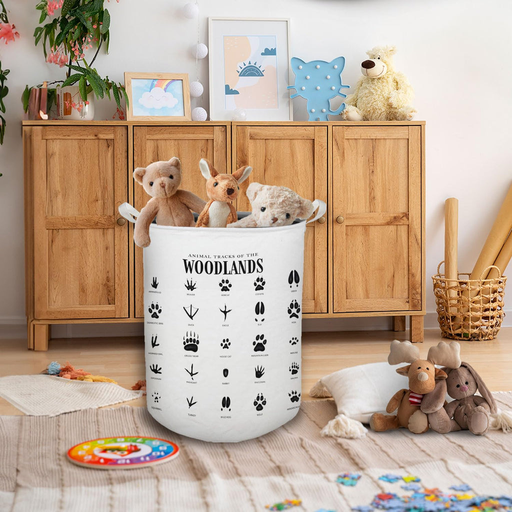 Kids Laundry Basket, Animal Tracks of the Woodlands Laundry Basket Hamper Waterproof Collapsible Storage Bin
