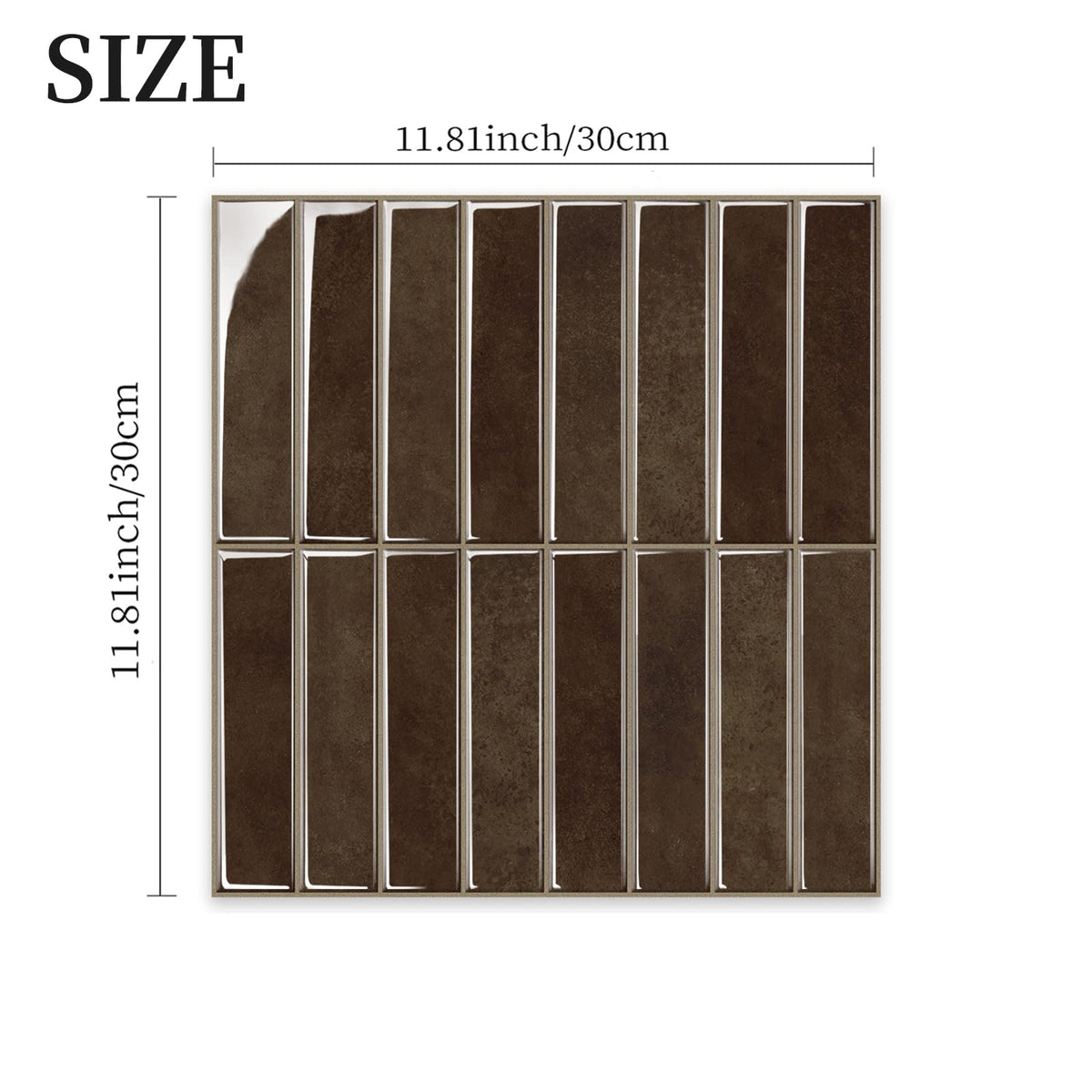10 Sheets 12inch/30.5cm 3D Vinyl Backsplash Tiles, Self-Adhesive Peel and Stick Wall Tile Stickers Stick on Subway