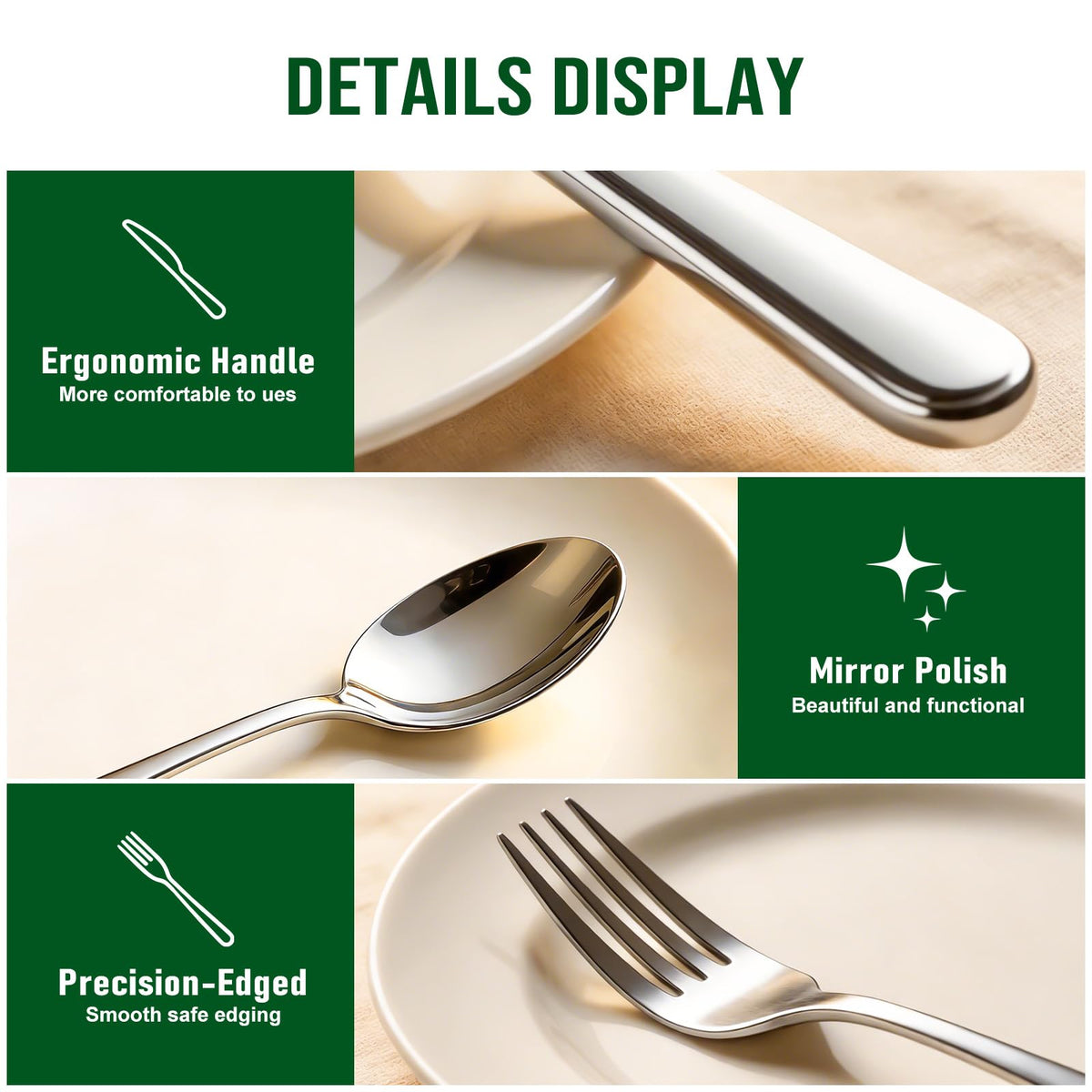 20 Piece Silverware Flatware Set, Stainless Steel Cutlery Set for 4