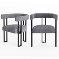 Boucle Dining Chair Set of 2 Corduroy Upholstered Dining Room Chairs Kitchen Chairs with Metal Legs Mid Century