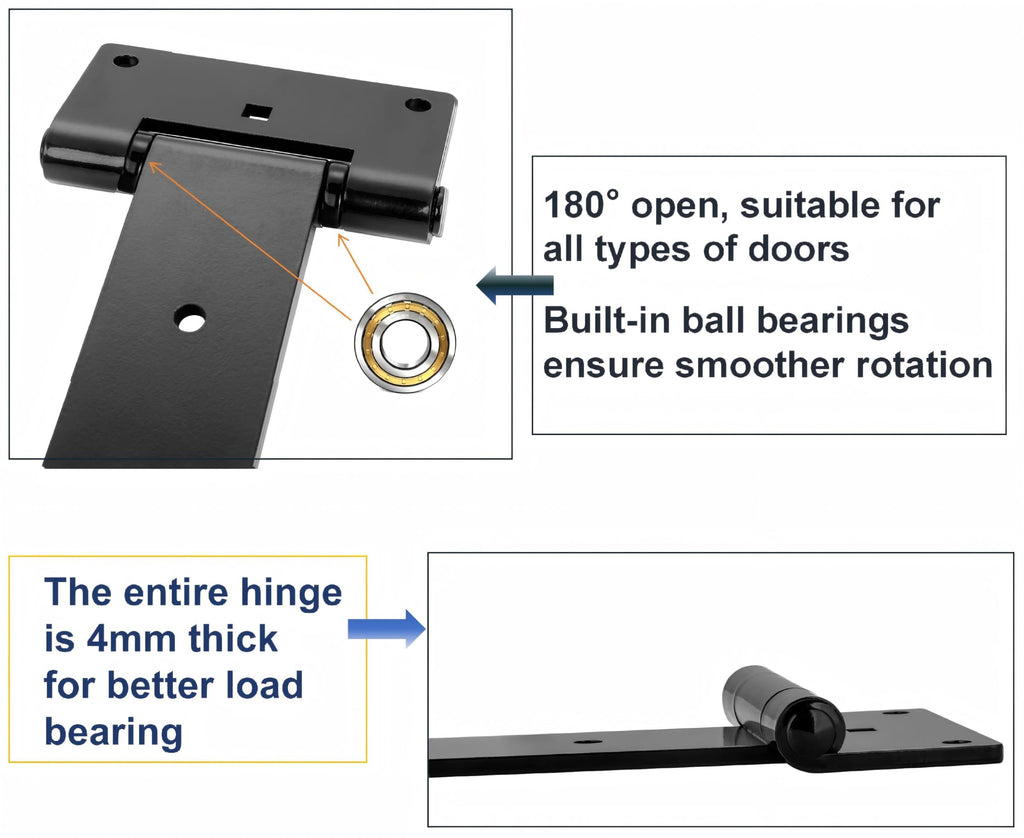12in T-Strap Gate Hinges, 180°Open Heavy Duty Tee Hinge