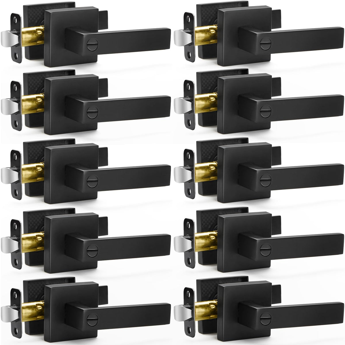 10 Pack Matte Black Door Handles Privacy Door Levers, Keyless Door Knobs
