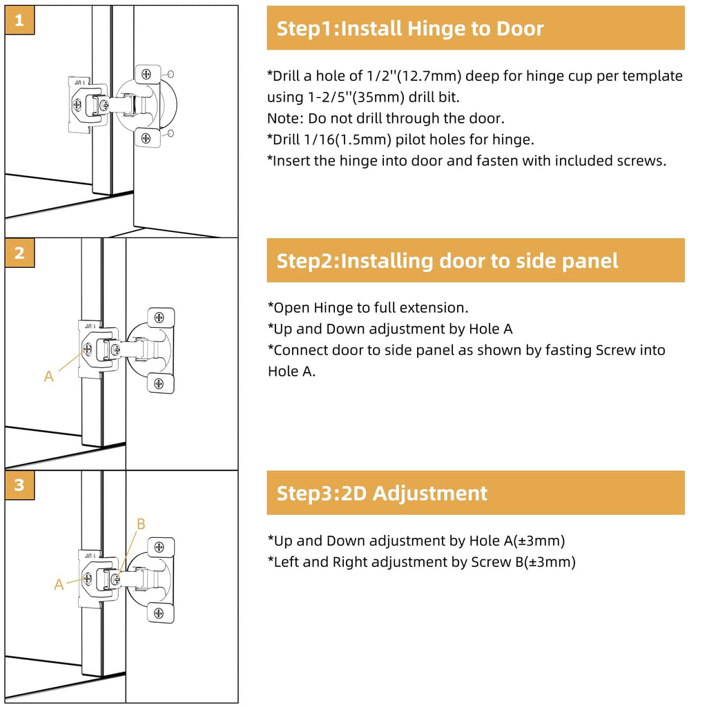 Non-Soft Close 50 Pack 1-3/8 inch Overlay Regular Hinges