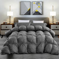 Luxurious Palatial /Super Goose Down Comforter, 120 X 90 inches, Unique Gray Pinch Pleat, 600 Thread Count