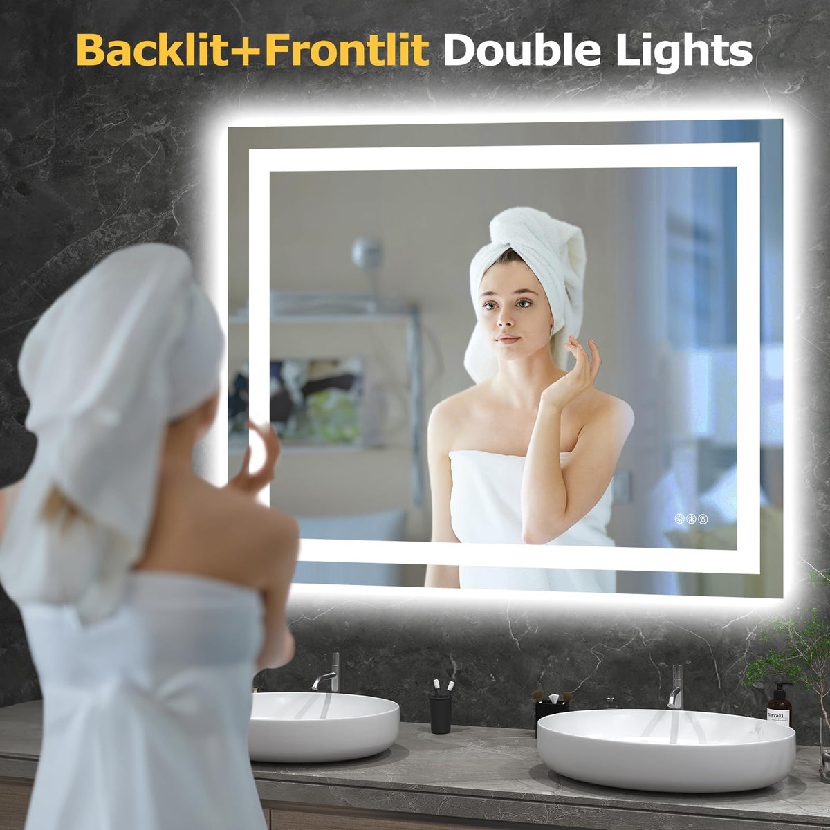 40"X32" LED Bathroom Mirror with Lights, UL Listed