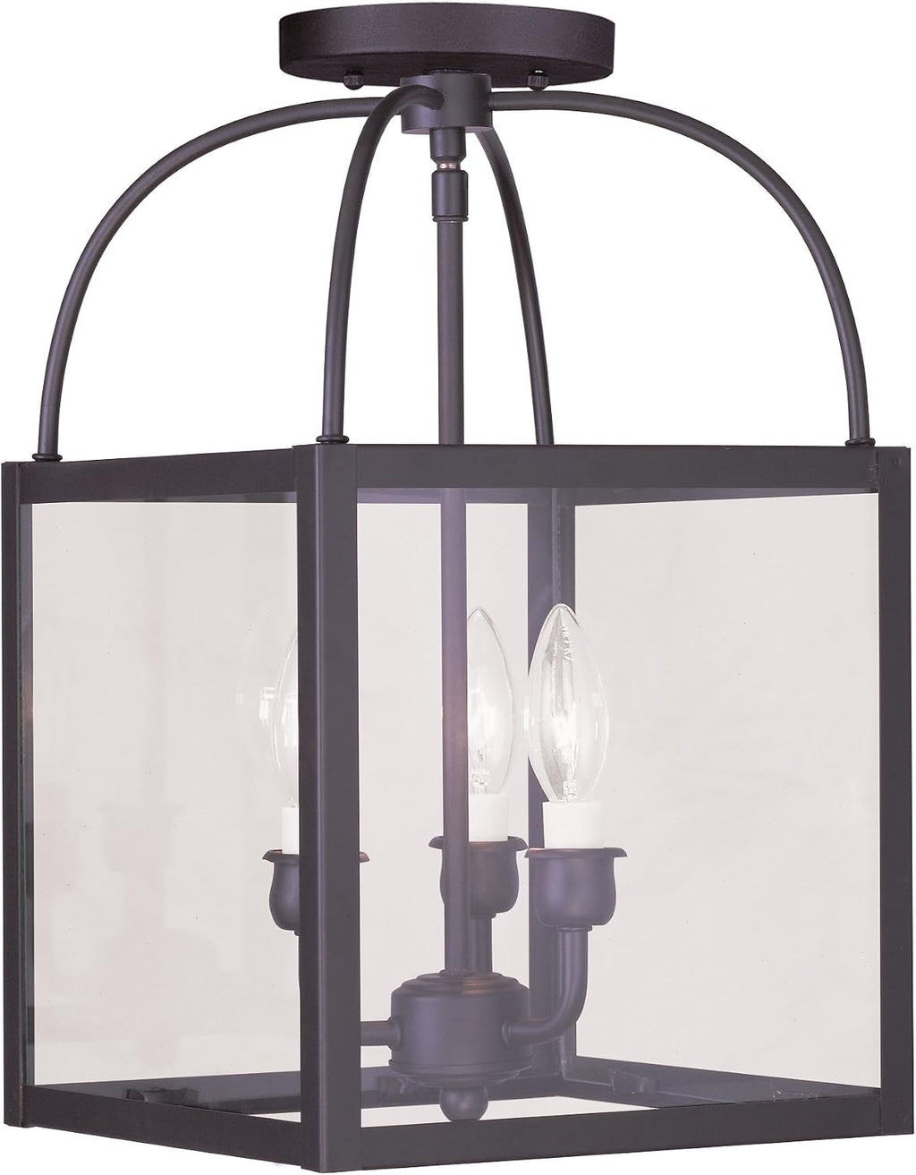 Milford 3-Light Convertible Hanging Lantern/Ceiling Mount, Bronze