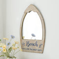 Rustic Wood Framed Wall Mirror for Beach House, Decorative Wood Wall Mirror, Beach Theme Bathroom Decor, Whitewashed