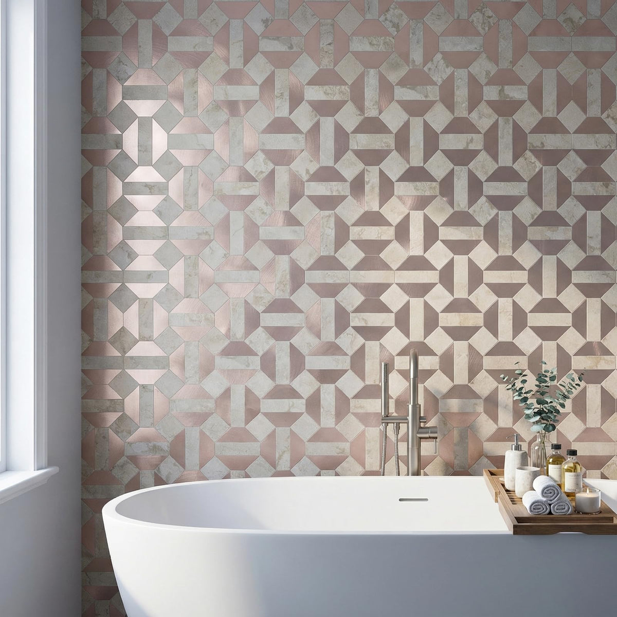 10-Sheets Peel and Stick Backsplash Tiles, PVC Stone Mixed Metal Look,Heat Resistant Stick on Tiles