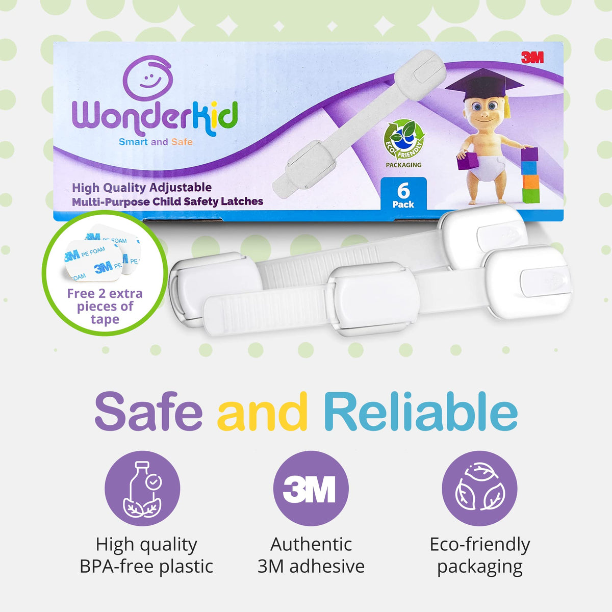 Adjustable & Reusable Child Safety Cabinet Locks & Latches, Baby Proofing Door Window, Cabinet, Toilet, &