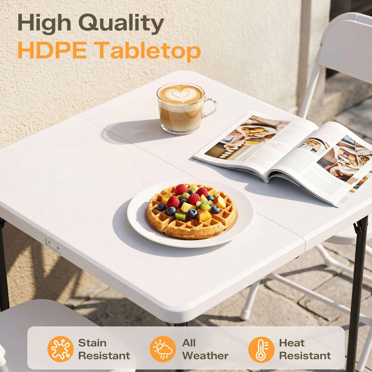 36" Folding Table, Portable Square Folding Card Table with Carrying Handle, Heavy Duty Plastic Foldable Event Table