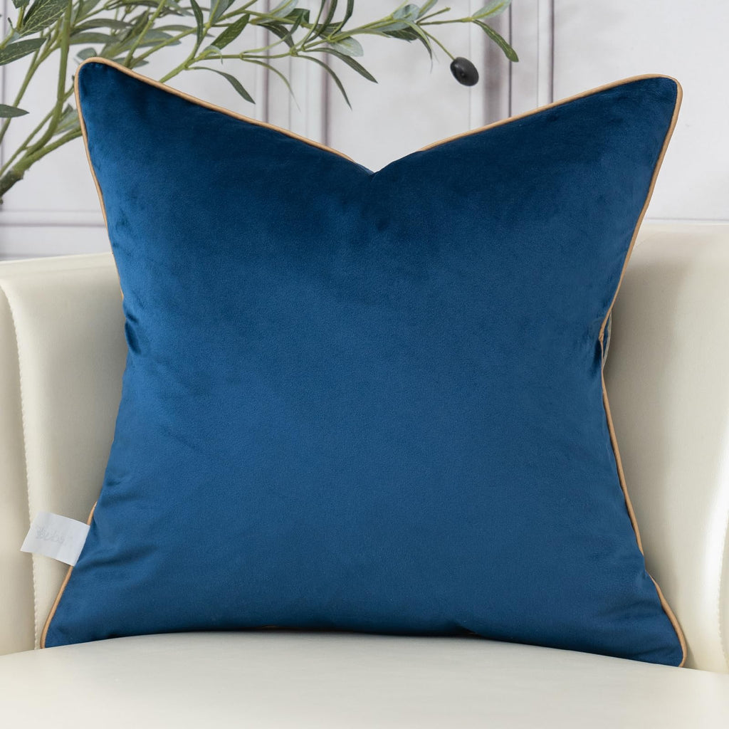European Floral Pillow Cover 20x20 Inch, Luxury Velvet Embroidered Decorative Throw Pillow Cover for Couch Bedroom