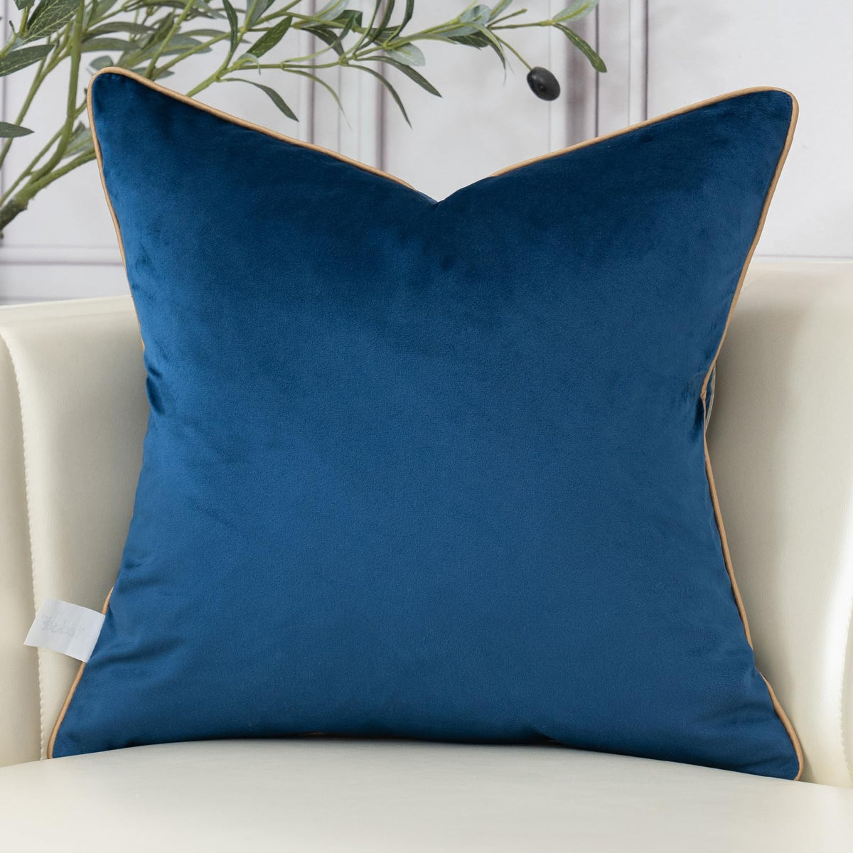 European Floral Pillow Cover 20x20 Inch, Luxury Velvet Embroidered Decorative Throw Pillow Cover for Couch Bedroom
