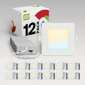 12 Pack LED Square Recessed Lighting 4 Inch, 5CCT 2700K-5000K CRI90+, Dimmable Ultra-Thin Canless Wafer Lights, IC