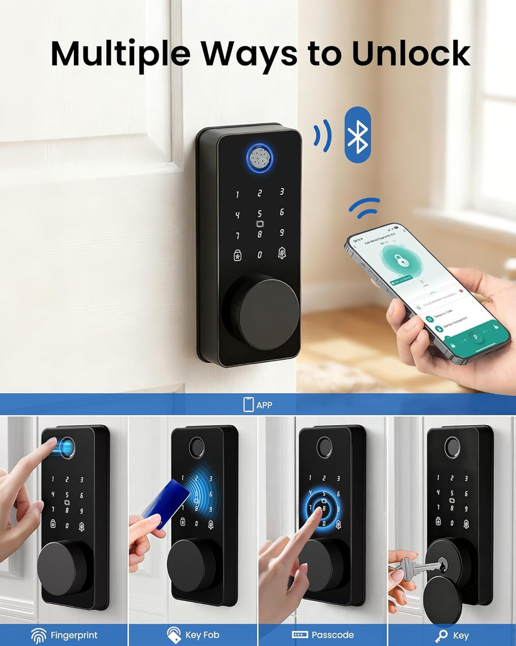 Fingerprint Keyless Entry Door Lock, Smart Deadbolt Lock App Control