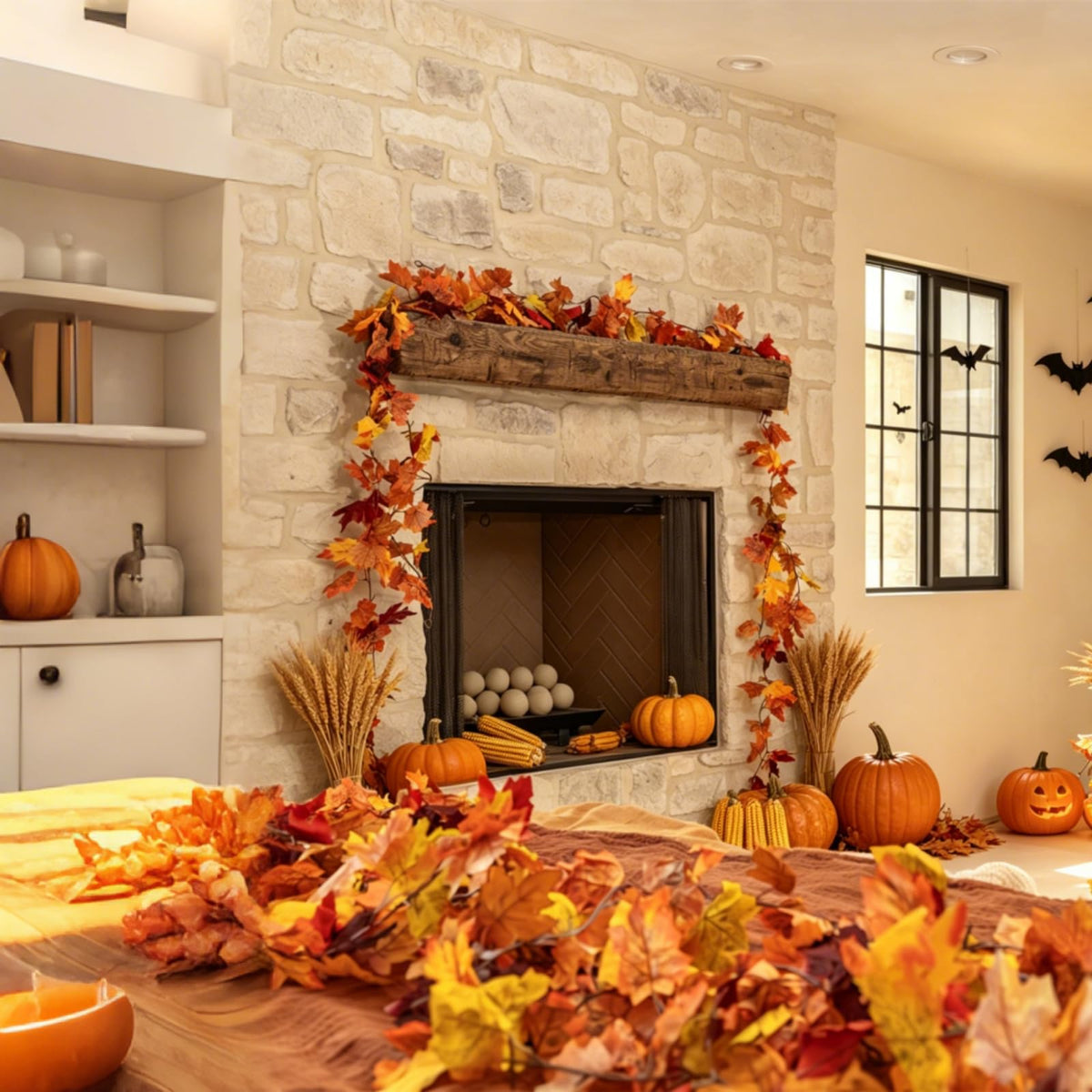 9 Pack Fall Leaf Garland, Total 53.1Ft Artificial Fall Vines Autumn Garland Fall Maple Leaves Thanksgiving Decor