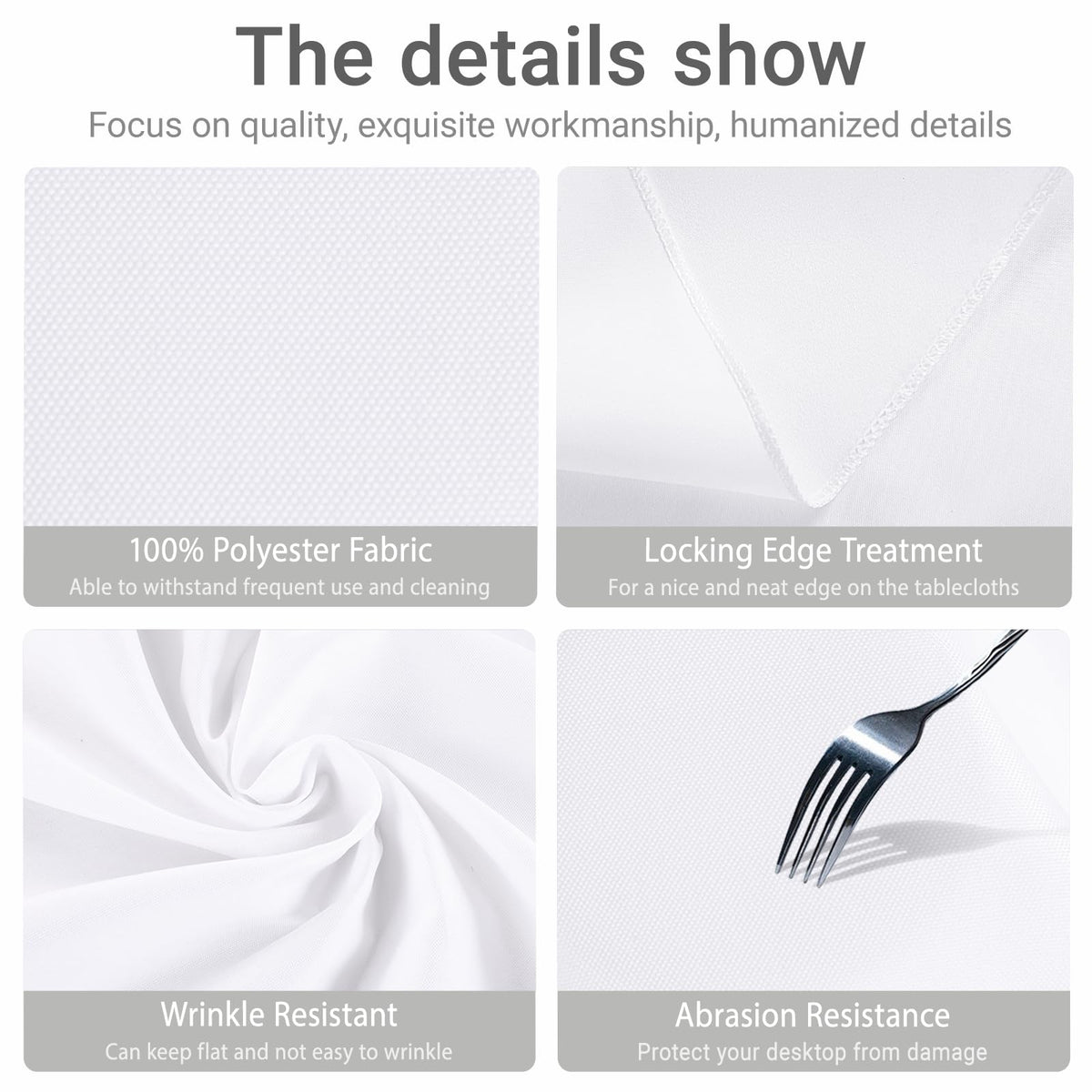 White Table Clothes for Round Tables 120 inch Stain and Wrinkle Resistant Washable Polyester Table Cover for Banquet