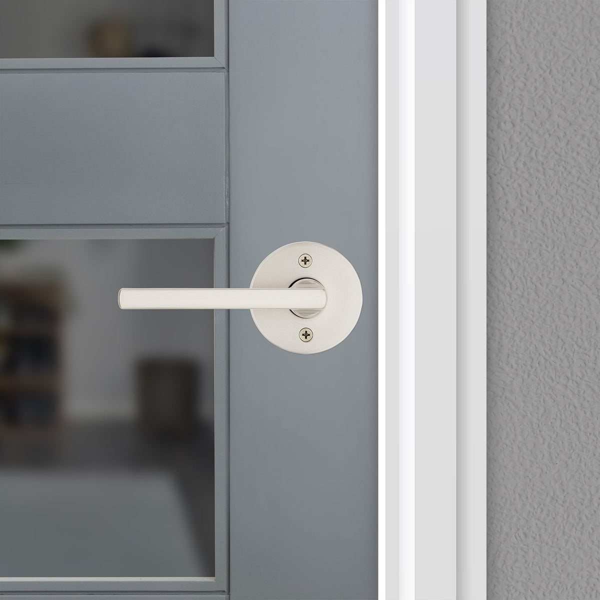 Halifax Dummy Door Handle, Single Sided Round Lever for Closets, French Double Doors, and Pantry, Satin Nickel