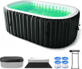 Inflatable Blow Up Hot Tub with LED Lights, 2 Person Oval Portable Hot Tub, Leak-Proof PVC Outdoor Spa with 100 Air